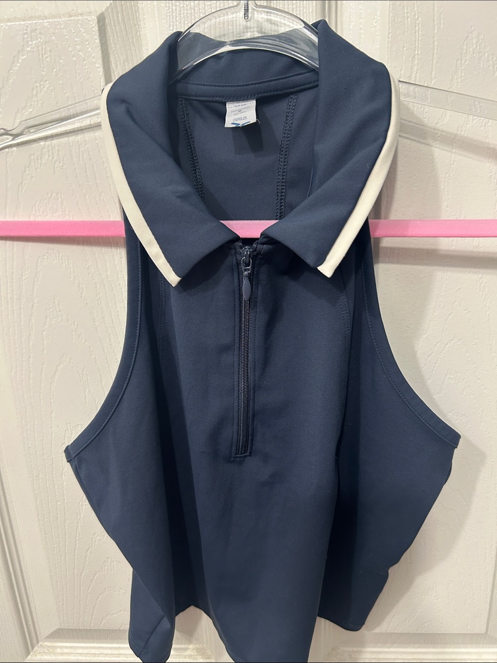Old Navy Sleeveless Cropped Navy Polo Top